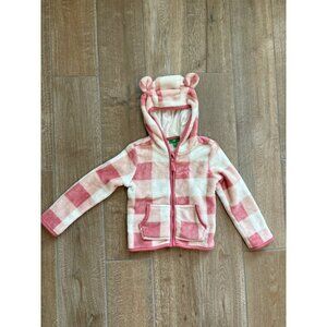 Girls Dip Pink & Whie Fleece Hooded Jacket Size 4T